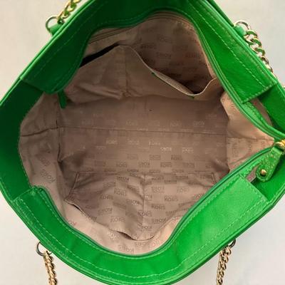 Michael Kors - Green Pebbled Leather Tote Bag - Gold Chain Straps