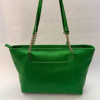 Michael Kors - Green Pebbled Leather Tote Bag - Gold Chain Straps