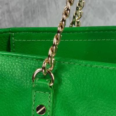 Lot 28: Michael Kors - Green Pebbled Leather Tote Bag - Gold Chain Straps