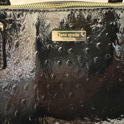 Kate Spade Black Patent Leather Ostrich Purse