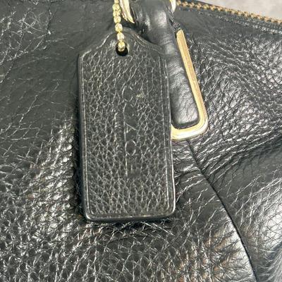 Lot 5: Coach Midnight Black Pebbled Leather Zipper Closure Satchel Shoulder Bag Purse