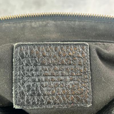 Lot 5: Coach Midnight Black Pebbled Leather Zipper Closure Satchel Shoulder Bag Purse
