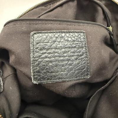 Coach Midnight Black Pebbled Leather Zipper Closure Satchel Shoulder Bag Purse