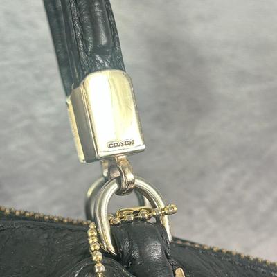 Lot 5: Coach Midnight Black Pebbled Leather Zipper Closure Satchel Shoulder Bag Purse
