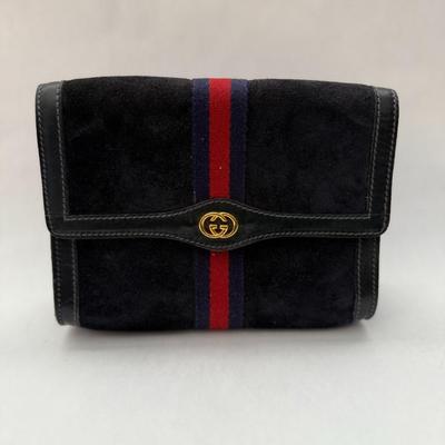 GUCCI Clutch Bag - Sherry Line Navy Suede