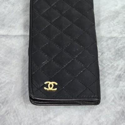 Lot 20: Chanel Matelasse Coco Mark Fold Long Wallet Lambskin Black CC Logo