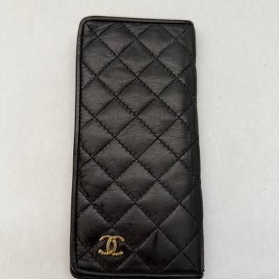 Chanel Matelasse Coco Mark Fold Long Wallet Lambskin Black CC Logo