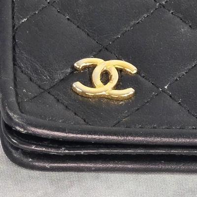 Lot 20: Chanel Matelasse Coco Mark Fold Long Wallet Lambskin Black CC Logo