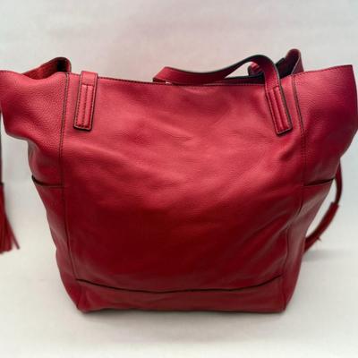 Michael Kors - XL Ashbury Red Pebble Leather Grab Bag w/Lg Removable Pouch