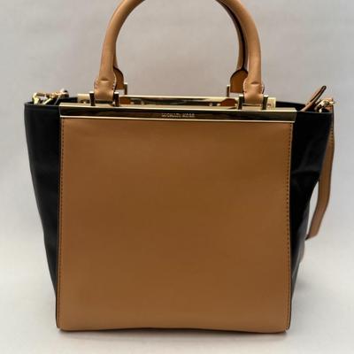 Michael Kors - Lana Medium Leather Tote Bag in Tan & Black
