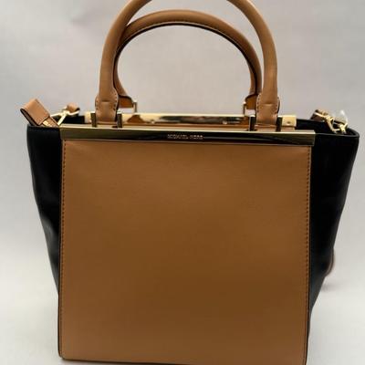 Michael Kors - Lana Medium Leather Tote Bag in Tan & Black