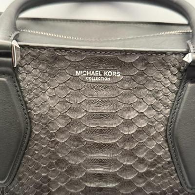 2015 Michael Kors Collection - GRACIE Large Genuine Python Leather Tote, Graphite/Black