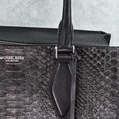 Lot 37: 2015 Michael Kors Collection - GRACIE Large Genuine Python Leather Tote, Graphite/Black