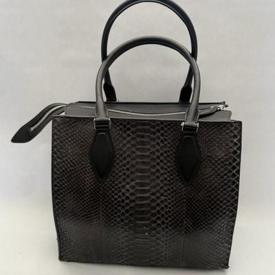 2015 Michael Kors Collection - GRACIE Large Genuine Python Leather Tote, Graphite/Black