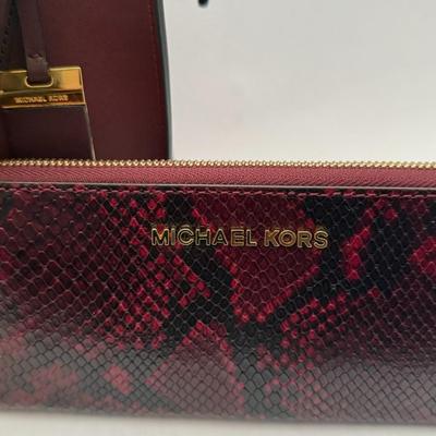 Michael Kors Collection - Medium Gracie Burgundy Leather Tote Purse (with Wallet)