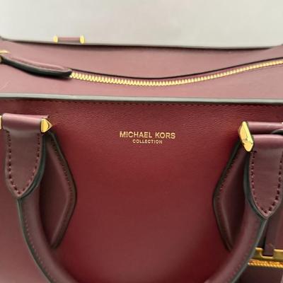 Michael Kors Collection - Medium Gracie Burgundy Leather Tote Purse (with Wallet)