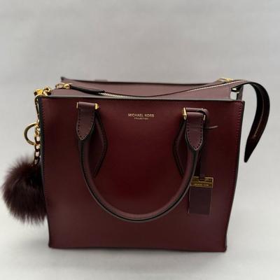 Michael Kors Collection - Medium Gracie Burgundy Leather Tote Purse (with Wallet)