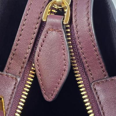 Lot 38: Michael Kors Collection - Medium Gracie Burgundy Leather Tote Purse (with Wallet)