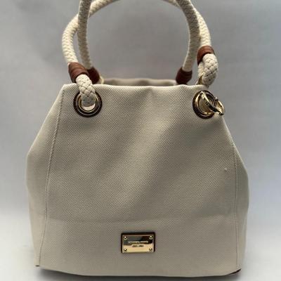 Michael Kors - White/Brown Canvas Marina Grab Tote
