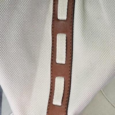 Lot 45: Michael Kors - White Canvas Marina Grab Tote with Leather Trim