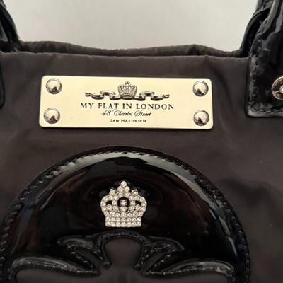 My Flat in London By Brighton - Black Queen Bee Tote - Nylon/Lacquer Handbag