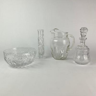 055 Assorted Crystal Vases, Decanter & Glass Decor