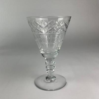 056 Set of Six Cut Crystal Wine Glasses