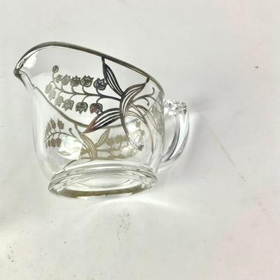 058 Glass Creamer & Sugar With Sterling Inlay