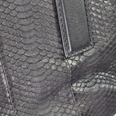 Lot 55: Michael Kors Collection - Lexi Large Sueded Snakeskin Satchel - Black Handbag