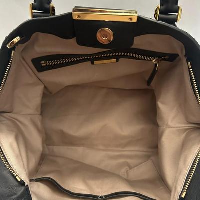 Michael Kors Collection - Lexi Large Sueded Snakeskin Satchel - Black Handbag
