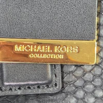 Lot 55: Michael Kors Collection - Lexi Large Sueded Snakeskin Satchel - Black Handbag