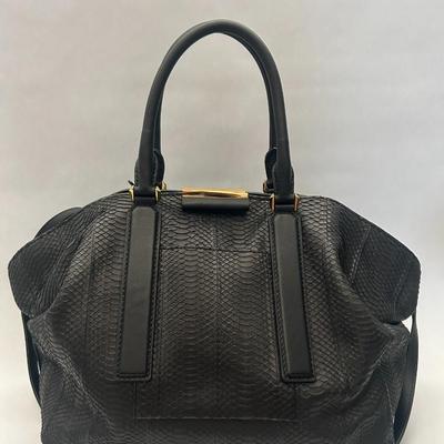 Michael Kors Collection - Lexi Large Sueded Snakeskin Satchel - Black Handbag
