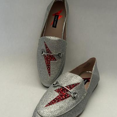 Nine West Lightning Bolt Glitter Loafers - Size 8W
