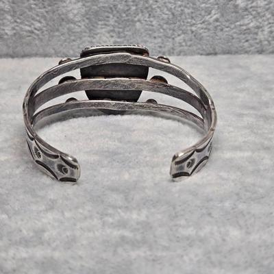 Lot 63: Navajo Inspired Fashion Bracelet with Petrified Wood Center "Stone"