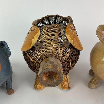 066 Glazed Terracotta Piggy Bank Pottery Lot