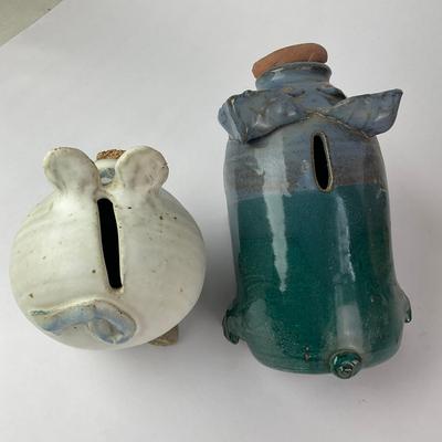 066 Glazed Terracotta Piggy Bank Pottery Lot