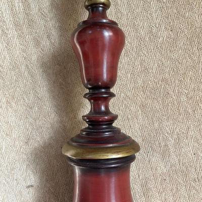 071 Wooden Candlestick Style Red & Gold Lamp