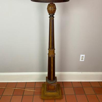076 Handpainted Leather Column Floor Lamp