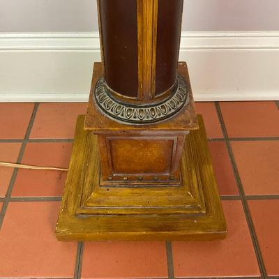 076 Handpainted Leather Column Floor Lamp