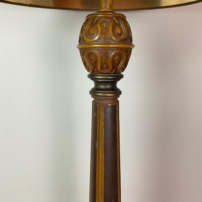 076 Handpainted Leather Column Floor Lamp