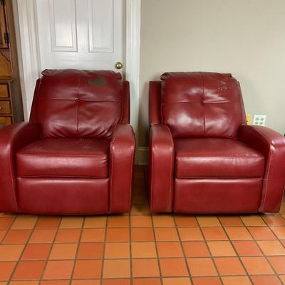 079 Red Leather Rocking Reclining Chairs