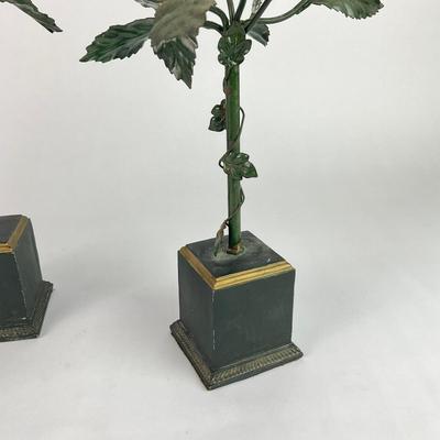 083 Set of 3 Vintage Green Metal Tole Trees