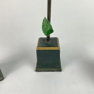 083 Set of 3 Vintage Green Metal Tole Trees
