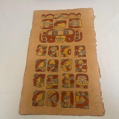 Wooden Inlaid Mayan Aztec Calendar & Stone Figure (LR-MG)