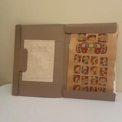Wooden Inlaid Mayan Aztec Calendar & Stone Figure (LR-MG)