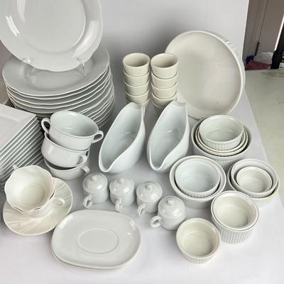 K101 Large Assortment of White Dishes