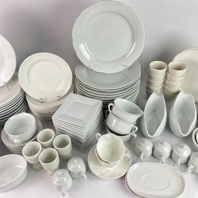 K101 Large Assortment of White Dishes
