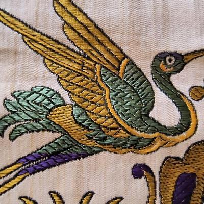 Embroidered silk tapestry