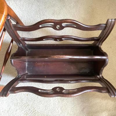 C214 Vintage Cane Seat Chair with Mahogany Magazine stand
