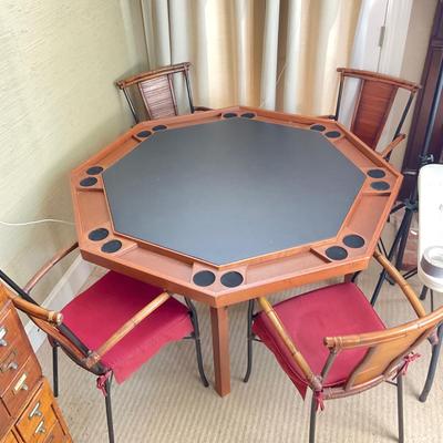 PR109 Folding 8 Player Card Poker Table with Cover and 4 Chairs